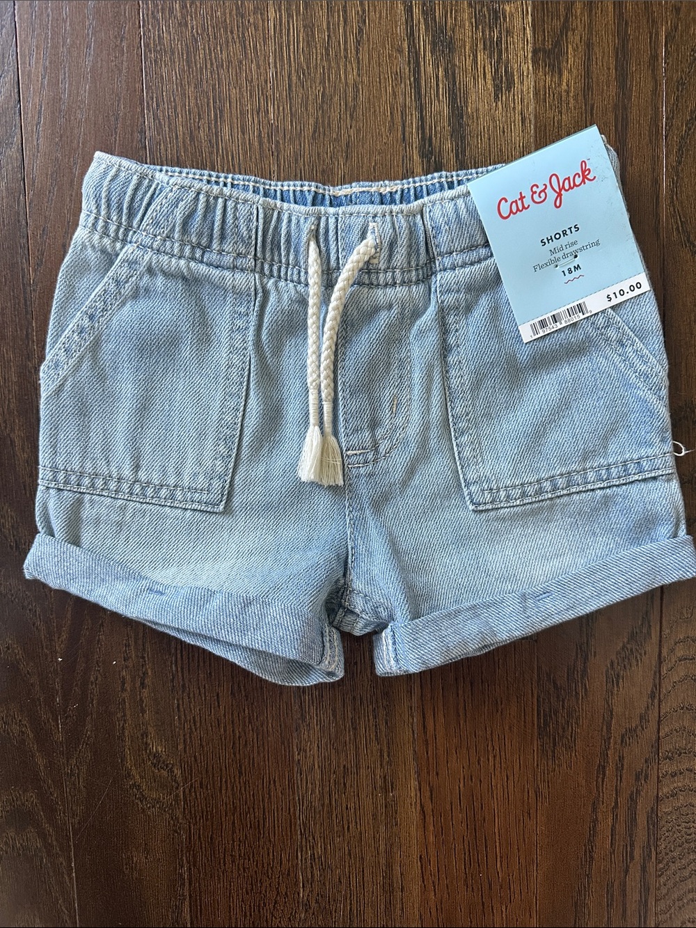 Cat & Jack Light Blue Denim Drawstring Shorts